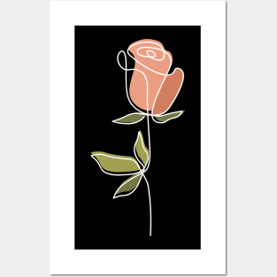 Flower Art Line Red Rose Posters and Art